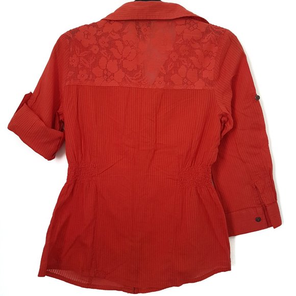 Joyce Leslie Orange Collar Top - Size S - Picture 5 of 8